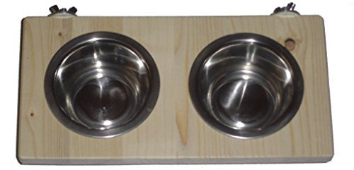 pipano Doppel Futternapf Sitzbrett 30 x 15 cm, für Vogelkäfig, Wellensittich, Nymphensittich, SFD301502