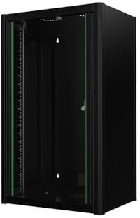 Logon RWM20U45BL Wall Mounted Rack 20U Black Shelves (Rack Mounted on the Wall, 20U, Glass, Round, Black, 48.3 cm (19)