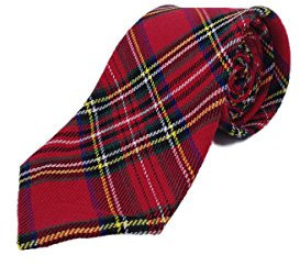 Marco Porta Rot karierte Krawatte Karo Schlips zum selbst binden 8 cm breit Schotten Kostüm Zubehör Clown Verkleidung Accessoire