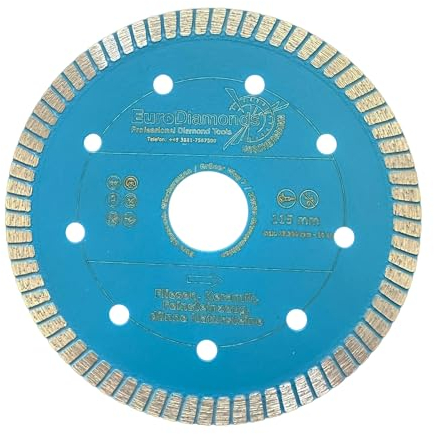 EDW Diamant Trennscheibe Fliese Turbo 115 mm x 22,2 mm Fliesenscheibe/Fliesentrennscheibe, Fliesen, Feinsteinzeug, Keramik, Naturstein, Granit, Marmor