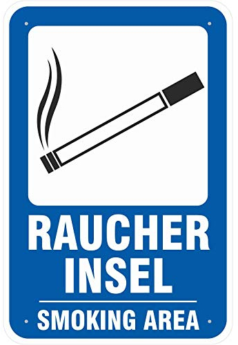 Schild 20x30 cm Schild Raucherinsel Smoking Area Raucherplatz 3 mm Aluverbund