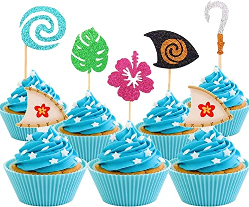 JeVenis 30 Stück Moana Inspiriert Cupcake Toppers Moana Cupcake Toppers Geburtstag Party Dekoration