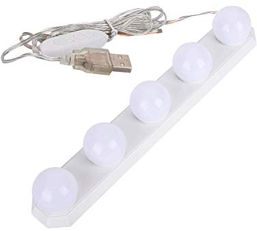 UBEIYI Led Spiegelleuchte Hollywood Stil Badezimmer Spiegelleuchte Led für Schminkspiegel mit 5 dimmbaren Glühlampen schalter 40 cm schminklicht USB-Kabel (5 Glühlampen)