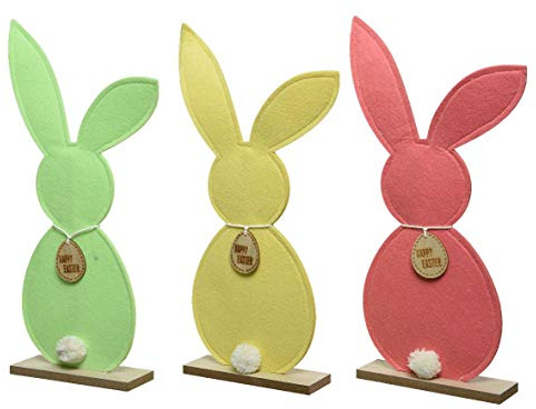 ETC großer frühlingshafter putziger Deko-Hase Osterhase als Silhouette aus Filz (hellgelb)