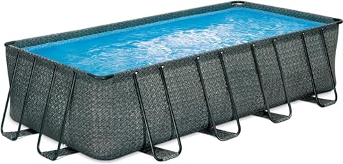 PolyGroup Elite Rechteck Frame Pool Set Rattan anthrazit in verschiedenen Größen 549 x 274 x 132 cm