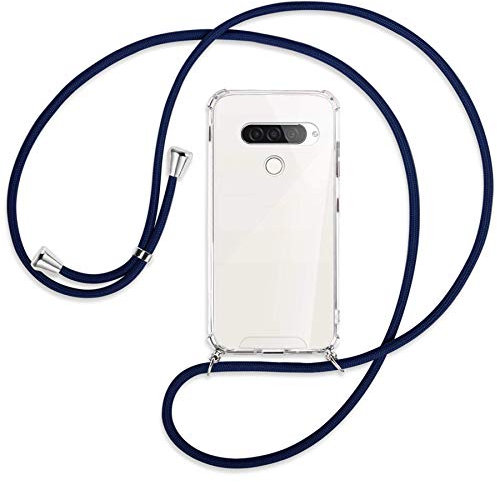 mtb more energy® Handykette kompatibel mit LG G8S ThinQ (LM-G810, 6.21'') - dunkelblau - Smartphone Hülle zum Umhängen - Anti Shock Full TPU Case