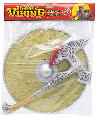 Kids Viking Shield And Weapon Set | Medieval Warrior Fancy Dress Costume | Children's Viking Accessories - Axe