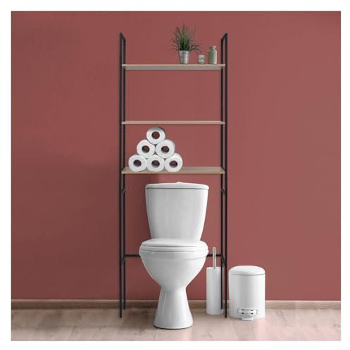 MOB-IN Étagère Pont WC Bois et métal Noir 180x66cm
