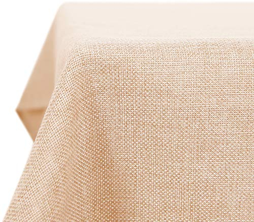 Deconovo Tischdecke Wasserabweisend Leinenoptik Tischwäsche Lotuseffekt 140x240 cm Zart Rosa