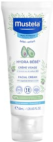 Mustela Hydra Crema Facial Bebé con Perseosa BIO de Aguacate y Vitamina E, Cara Bebé, Niños, Toda la Familia - Hidrata y Mantiene la Piel Suave, 97% Ingredientes de Origen Natural (40ml)