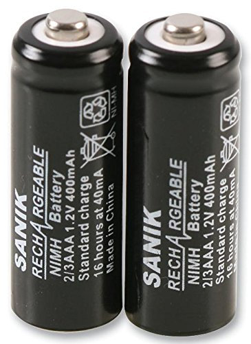 Battery, NIMH 1.2V 400MAH SANIK | Rechargeable Batteries, 2 X Qty - 2/3AAA