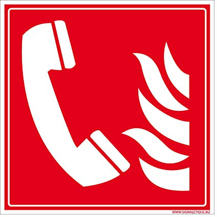 Signalétique.biz - Panneau Téléphone Incendie Secours - Signalisation Sécurité Incendie - 250 x 250 mm - Aluminium 2 mm