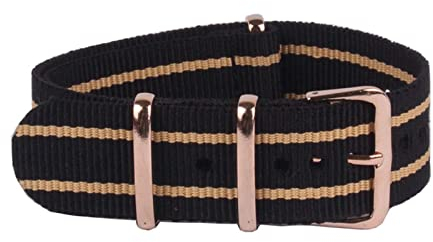 Stevenurr Uhrenarmband Roségold Schnalle 18mm 20mm 22mm Military Stoff Nylon Uhrenarmbänder, 20mm