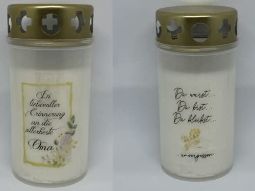 2 Aufkleber für Grablichter Set In liebevoller Erinnerung an die allerbeste Oma unvergessen Grablicht Trauerkerze Trauer