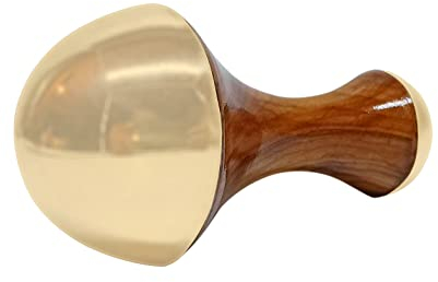 Spanzo Creation Kansa Mini baguette de massage ayurvédique 2 en 1 pour détoxification et relaxation profonde Manche en bois de teck (Naturel-4)