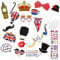 20 Stück Foto-Requisiten, 2 Stück Tattoo-Aufkleber, Queen's Platinum Jubilee Photo Props,Party Requisiten 2022, Queen's Party Jubilee Tattoo Aufkleber, British Selfie Requisiten Party Decorations