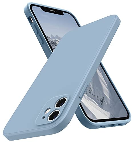 SURPHY für iPhone 11 Hülle Silikon mit Kameraschutz, Flache Kante Handyhülle iPhone 11 Case 6,1 Zoll Dünn Schutzhülle, Dunstblau