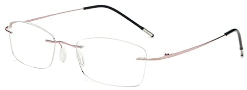 Lanomi Rimless Blue Light Blocking Reading Glasses Women Men Metal Rectangular Lightweight Frameless Eyeglasses Rose gold 1.0