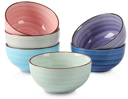 Selamica 350 ml Dessertschalen, Kleine Müslischalen 6er Set, Bowl Schüssel Set, Suppenschalen, Eisschalen für Snacks, Beilagen, Dips, Mikrowellen- und Spülmaschinenfest, Farbverlauf Bunte