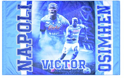 Flagge Von Neapel 3° Scudetto Victor Osimhen Cm 94 x 140 cm Fußball Tifosi Blau Champion Italien Tricolor