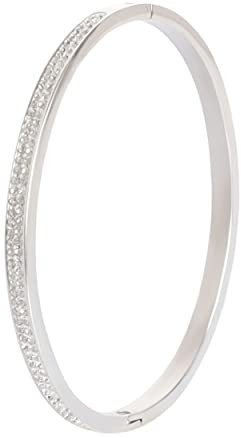 Manfnee Bracciale acciaio inossidabile con zircone Argento Regalo Donna Ragazza Festa Amore Amicizia