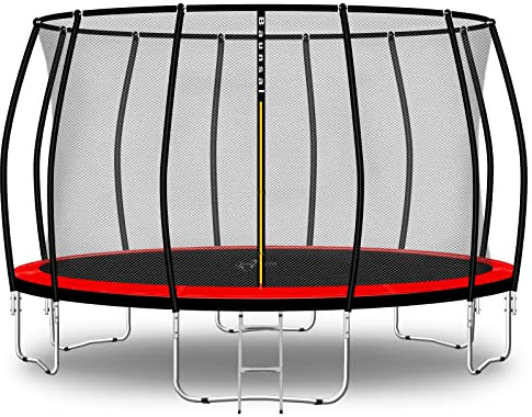 Baunsal® Trampolin Outdoor Ø 487 cm (FGIS) rot Komplettset Sprungmatte mit Netz und Leiter Gartentrampolin Outdoor Spielzeug Kinder Trampolin Kinder Outdoor Spielzeug Garten