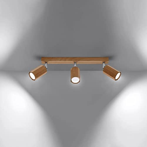 famlights Deckenlampe & Deckenbeleuchtung Zayn in Eiche 3-flammig Skandinavisch Modern ZAKE GU10 Holz Wohnzimmer Esszimmer | 3-flammig