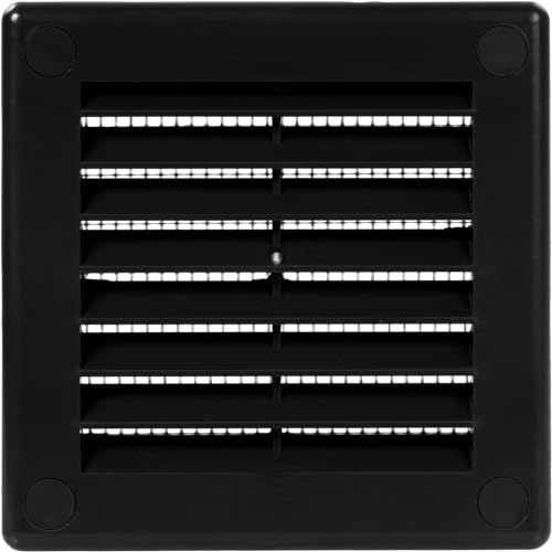 Vent Systems 3 x 3 pulgadas (dimensiones de apertura) cubierta de ventilación de plástico negro – Rejilla de ventilación cuadrada plana – Deflector de ventilación – HVAC 4 x 4 pulgadas (dimensiones