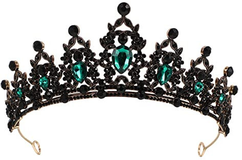 OSALADI Strass-Tiara Kreative Hochzeit Tiara Halloween Cosplay Krone Haarschmuck Für Geburtstag Party Abschlussball Halloween (Grün)
