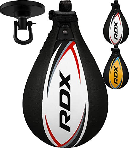 RDX Palla Veloce Boxe, Vacchetta Pelle Speedball, Pera da Boxe con Gancio Soffitto per Muay Thai MMA Pugilato Sacco Punzonatura Allenamento di velocità Combattimento Sport Fitness Boxing Speed Bag
