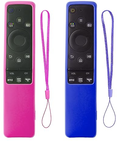 Paquete de 2 Fundas para Control Remoto Samsung,Funda Protectora de Silicona para Control Remoto Samsung Smart TV Serie BN59, Protector de Silicona Antideslizante(Azul Océano+Rosa)