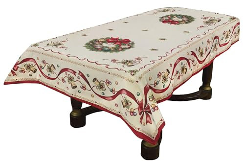 Weihnachtstischdecke Gobelin Zwei Kränze eckig 300x140cm Webdecke Jacquard