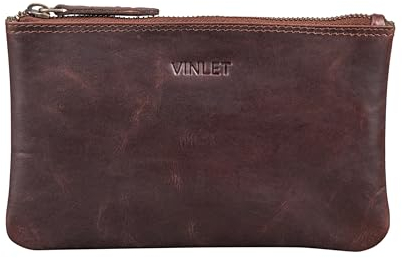 VINLET Kulturtasche – Büffelleder, Kompakt für Reise & Freizeit, Organizer für Kosmetik & Accessoires, Retro-Design