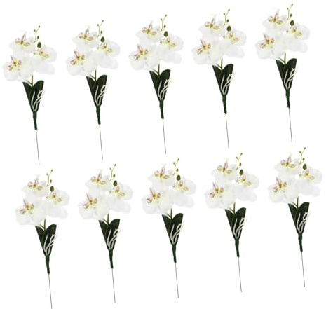 PRETYZOOM 10St Mini-Phalaenopsis Orchideen künstliche Blumen künstliches para Künstliche Orchideen Simulationsblumen gefälschte Hochzeit Kleine Phalaenopsis Gardenie Seidentuch Weiß