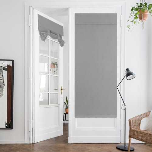 HOMEIDEAS Greyish Green French Door Curtain, Privacy Curtains for Window, Thermal Insulated Tie Up Shades, 26 X 68 Inch, 1 Panel