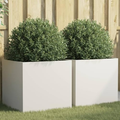 vidaXL Pflanzkübel 2 STK. Weiß 49x47x46 cm Stahl