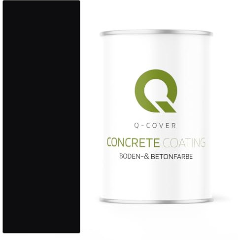 Q-COVER Bodenfarbe Betonfarbe Schwarz 0,9L Garagenboden Bodenbeschichtung für Innen Kellerfarbe Fußbodenfarbe