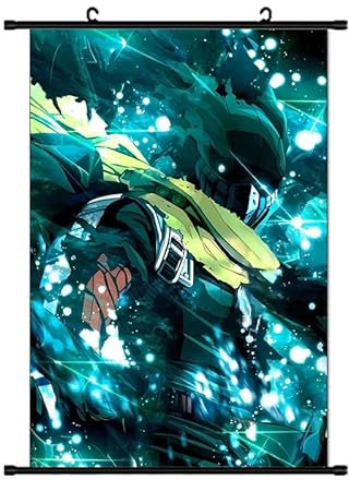 Gooyeh Anime MHA Manga Poster Scroll-Motiv: Midoriya Izuku/Hawks/Todoroki Shoto, 40X60CM Wandkunst Hängende Bild, Cartoon Spiel Stoff Hängeplakat für Spiel Fans