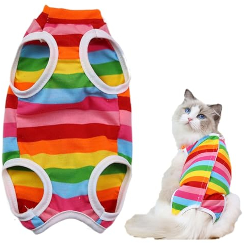 NTRUXZP Katzen-Erholungsanzug, Katzenbody Nach Op Kastration Katzen Body Langärmeliger Katzenbekleidung Halskrausen-Alternativen Katzen Body für Katzen Operation Anti-leckende Nach Der Operation