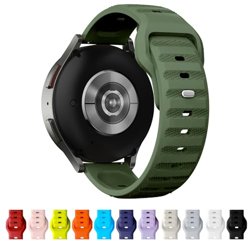 TStrap 12 Farben Uhrenarmband 22mm Silikon, Smartwatch Sport Ersatzarmband Armeegrün für Herren Damen, mit Verstellbare Schließe