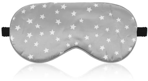 Seiden-Schlafmaske Augenmaske aus Reiner Seide mit Verstellbarem Riemen Verdunkelung Schlafbrille Bequeme Weiche Augenmaske Schlafhilfe Augenbinde für Schlafqualität Licht Blockieren (Grau)