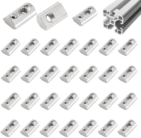 alwaiiz 50 Stück Nutensteine mit kugel Nut 6, 20-Serie M4 Kohlenstoffstahl Gleitmutter, T Nutsteine Schrauben Set mit Zentrierung Steg für Aluminiumprofil-Extrusionsschlitz