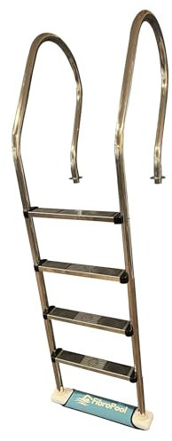 FibroPool Stainless Steel Above Ground Swimming Pool Ladder, 4 Steps (Standard)
