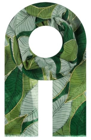Majea - schmal geschnittenes Damen-Halstuch, dünner Schal, feines Halstuch, sommerlicher Damenschal, Damen Stola (880060) (grün 5)