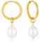 KIM JOHANSON® Edelstahl Damen Perlenohrringe *Malia* in Silber, Gold & Roségold | Creolen mit echten Perlen | Boho Schmuck für Frauen | Wasserfeste Ohrringe hängend | Multi Layer | Inkl Schmuckbeutel