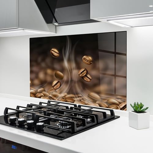 ARTHUB® Küchenrückwand aus Glas 50x70 cm, 4mm ESG | Spritzschutz, Glasplatte, Herdspritzschutz, Wandschutz für Herd, Hartglas, Lebensmittel, Kaffee, Coffee Smoke