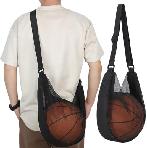Basketballrucksack, Netztasche, Basketball Zubehör, Rucksacktasche, Basketballtasche, Netztasche mit Karabiner, Netztasche für Fußball, Basketball