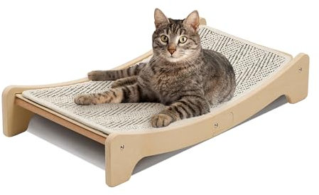 PETKARAY Rascador para Gatos de Sisal, Tabla Rascadora Curva, Alfombra Grande para Gatos de Interior, Cama con Arco Resistente para Gatitos