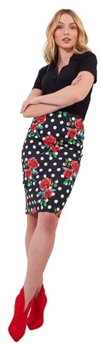 Joe Browns Women's Rose Print Monochrome Polka Dot Pencil Skirt