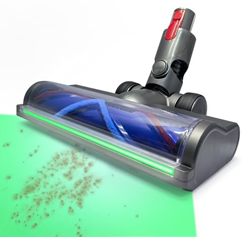 Vacuum Head Hardwood Floor Attachment for Dyson Cordless Vacuum V7 V8 V10 V11 V15 G5 V8 slim, Replacement Cleaner Head full-area LED Green Light, Quick-Release Design for Hard Floor Short Pile Carpets